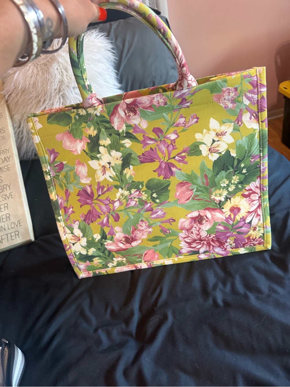 Express Floral Tote in Yellow, Pink and Green